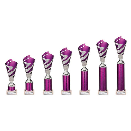 Hurricane Multisport Plastic Tube Cup Silver & Purple - Trophies - Prudhoe Rosettes