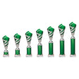 Hurricane Multisport Plastic Tube Cup Silver & Green - Trophies - Prudhoe Rosettes