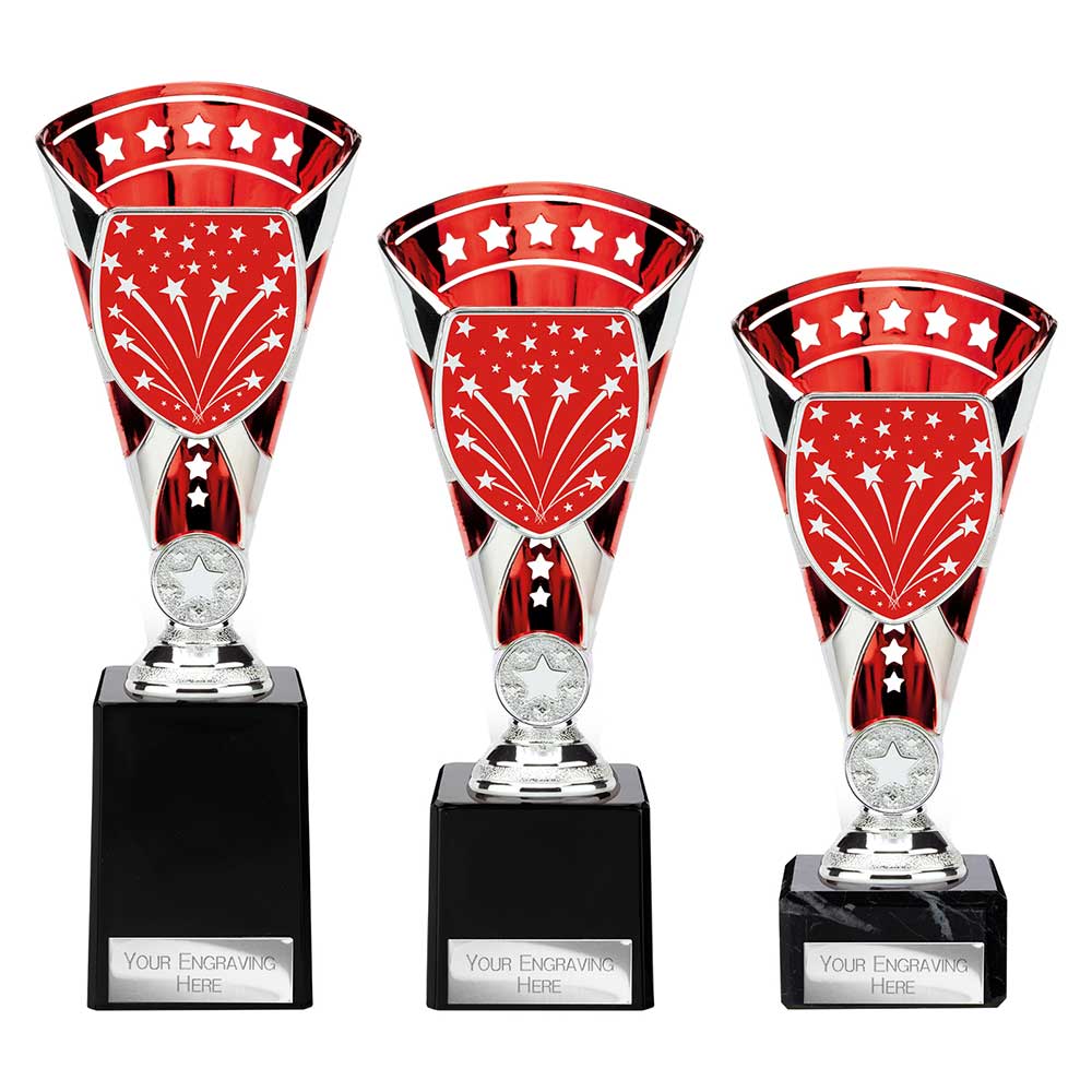 Cobra Star Multisport Cup Silver & Red - Trophies - Prudhoe Rosettes