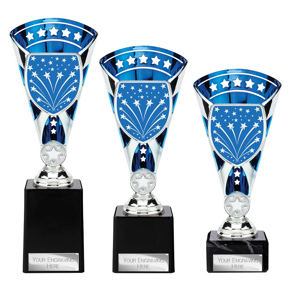Cobra Star Multisport Cup Silver & Blue - Trophies - Prudhoe Rosettes
