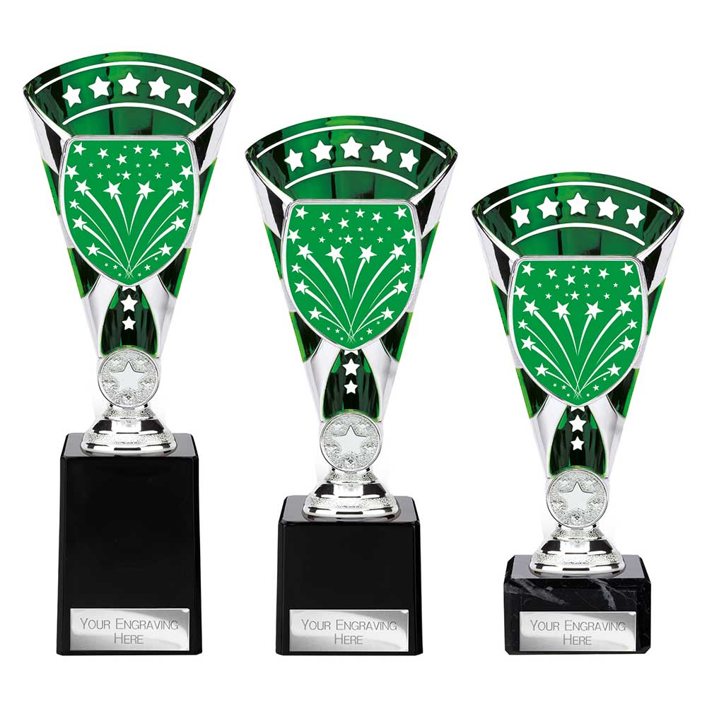 Cobra Star Multisport Cup Silver & Green - Trophies - Prudhoe Rosettes