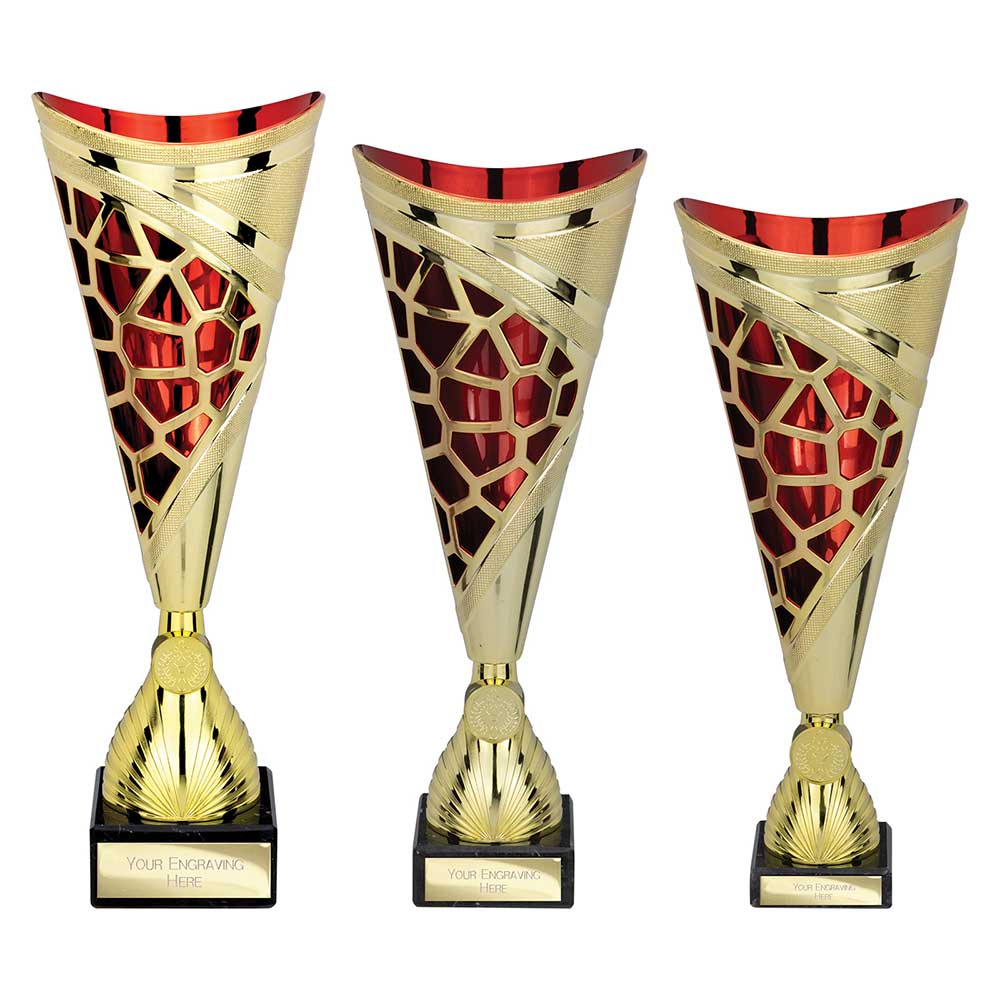 Vivid Trophy Gold & Red - Trophies - Prudhoe Rosettes
