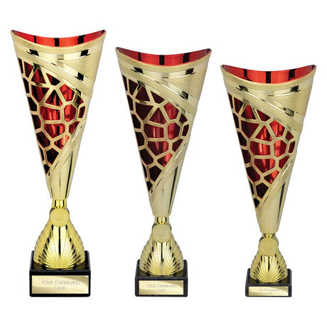 Vivid Trophy Gold & Red - Trophies - Prudhoe Rosettes