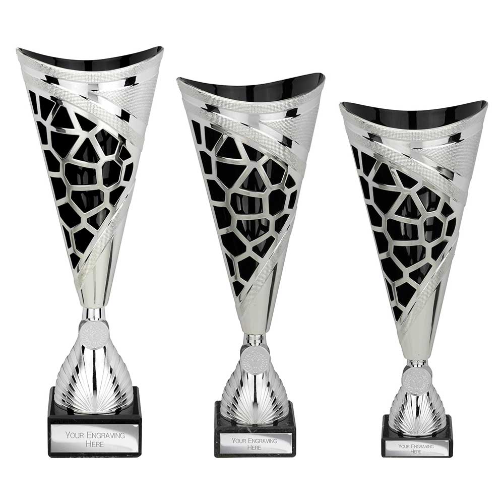 Vivid Trophy Silver & Black - Trophies - Prudhoe Rosettes