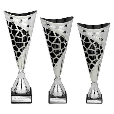 Vivid Trophy Silver & Black - Trophies - Prudhoe Rosettes