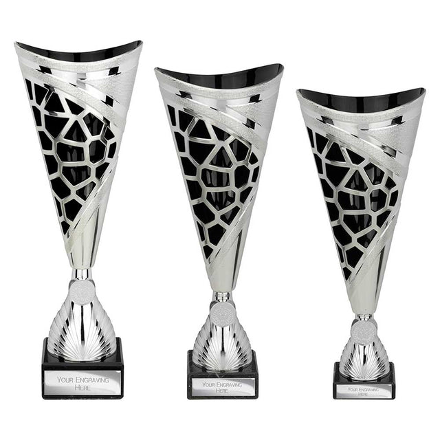 Vivid Trophy Silver & Black - Trophies - Prudhoe Rosettes