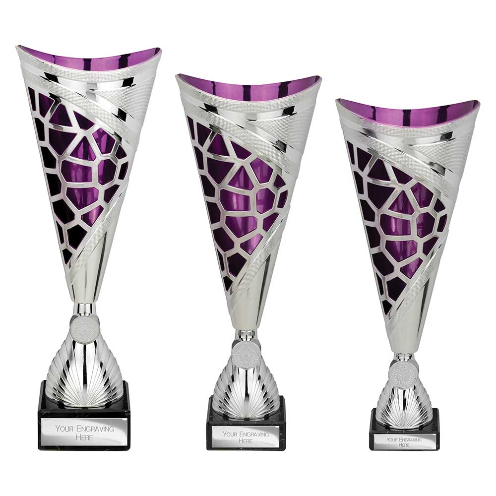 Vivid Trophy Silver & Purple - Trophies - Prudhoe Rosettes