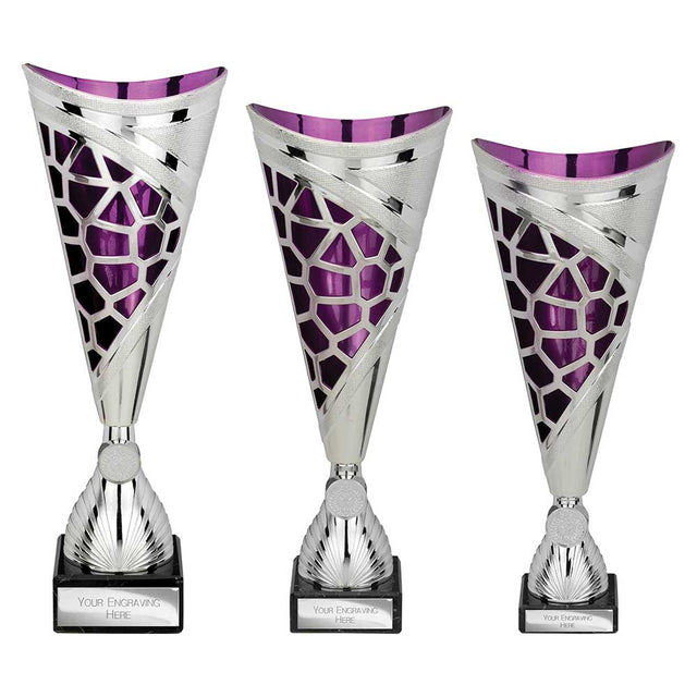 Vivid Trophy Silver & Purple - Trophies - Prudhoe Rosettes