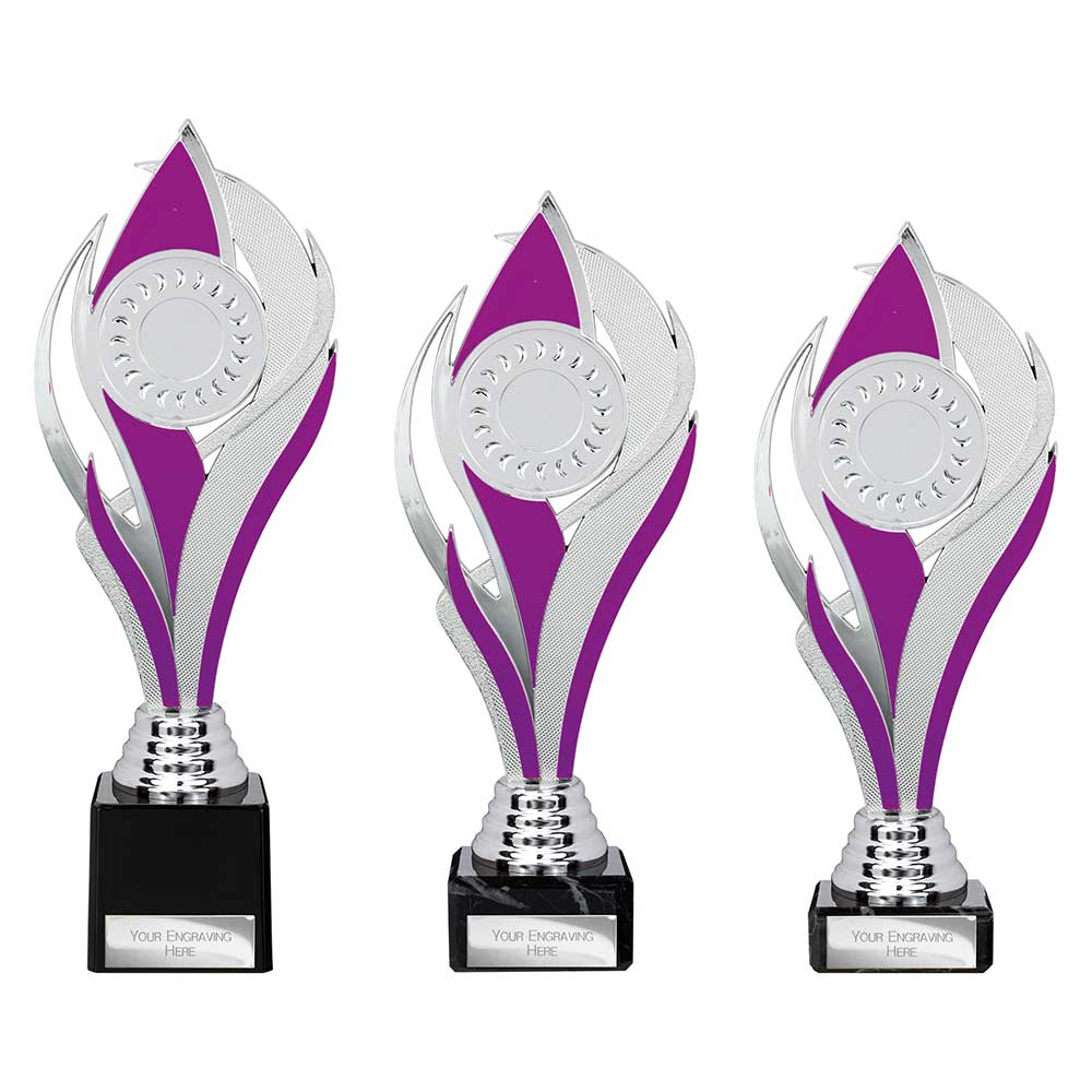 Volcano Trophy Silver & Purple - Trophies - Prudhoe Rosettes