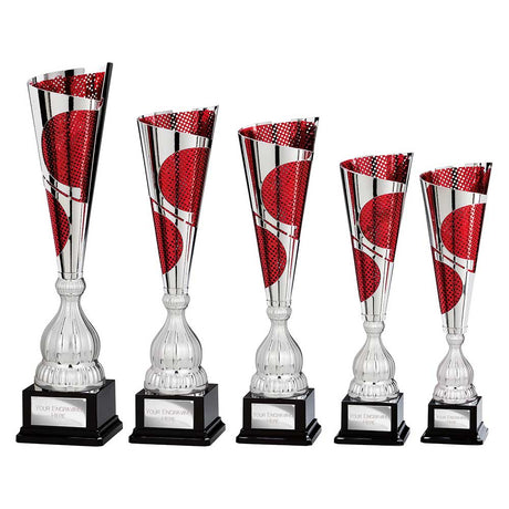 Quest Laser Cut Cup Silver & Red - Trophies - Prudhoe Rosettes