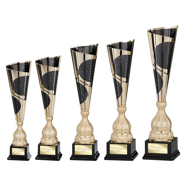 Quest Laser Cut Cup Gold & Black - Trophies - Prudhoe Rosettes