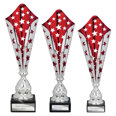 Galaxy Laser Trophy Silver & Red - Trophies - Prudhoe Rosettes