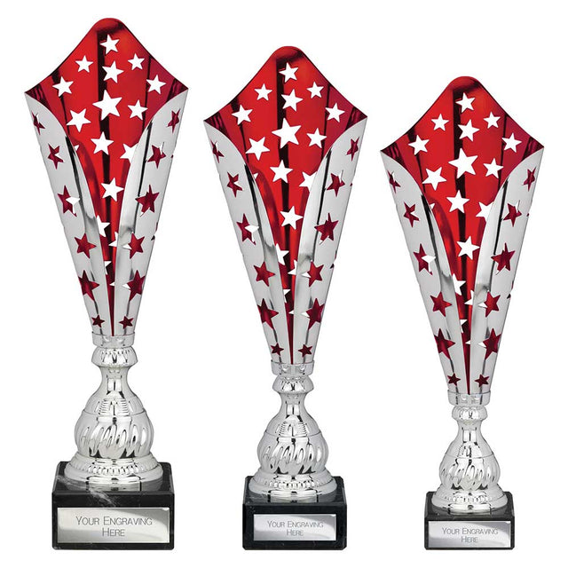 Galaxy Laser Trophy Silver & Red - Trophies - Prudhoe Rosettes