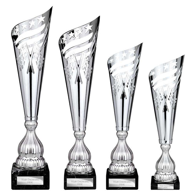 Monza Lazer Cut Metal Cup Silver - Trophies - Prudhoe Rosettes
