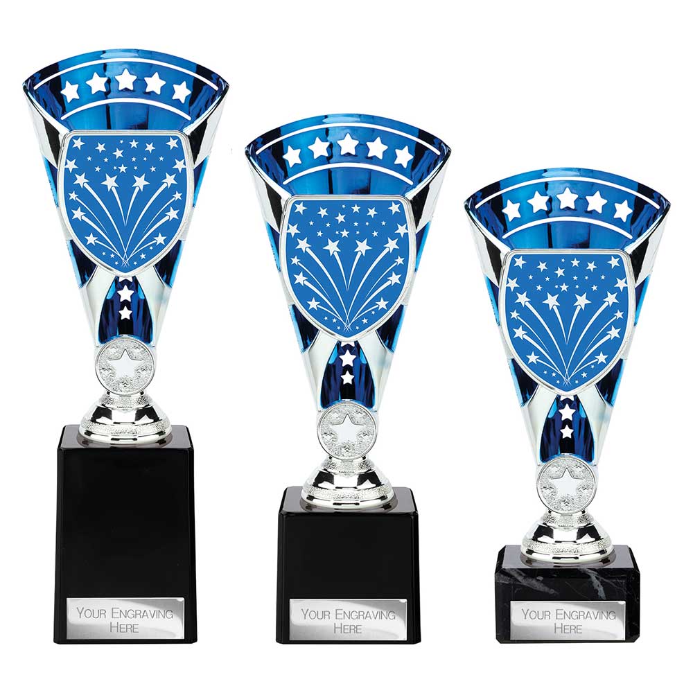 Cobra Star Multisport Cup Silver & Blue - Trophies - Prudhoe Rosettes