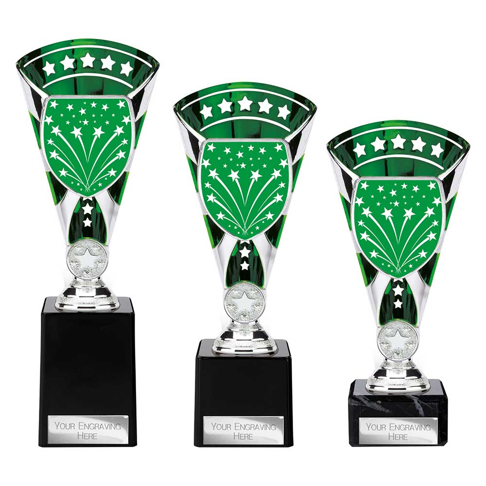 Cobra Star Multisport Cup Silver & Green - Trophies - Prudhoe Rosettes