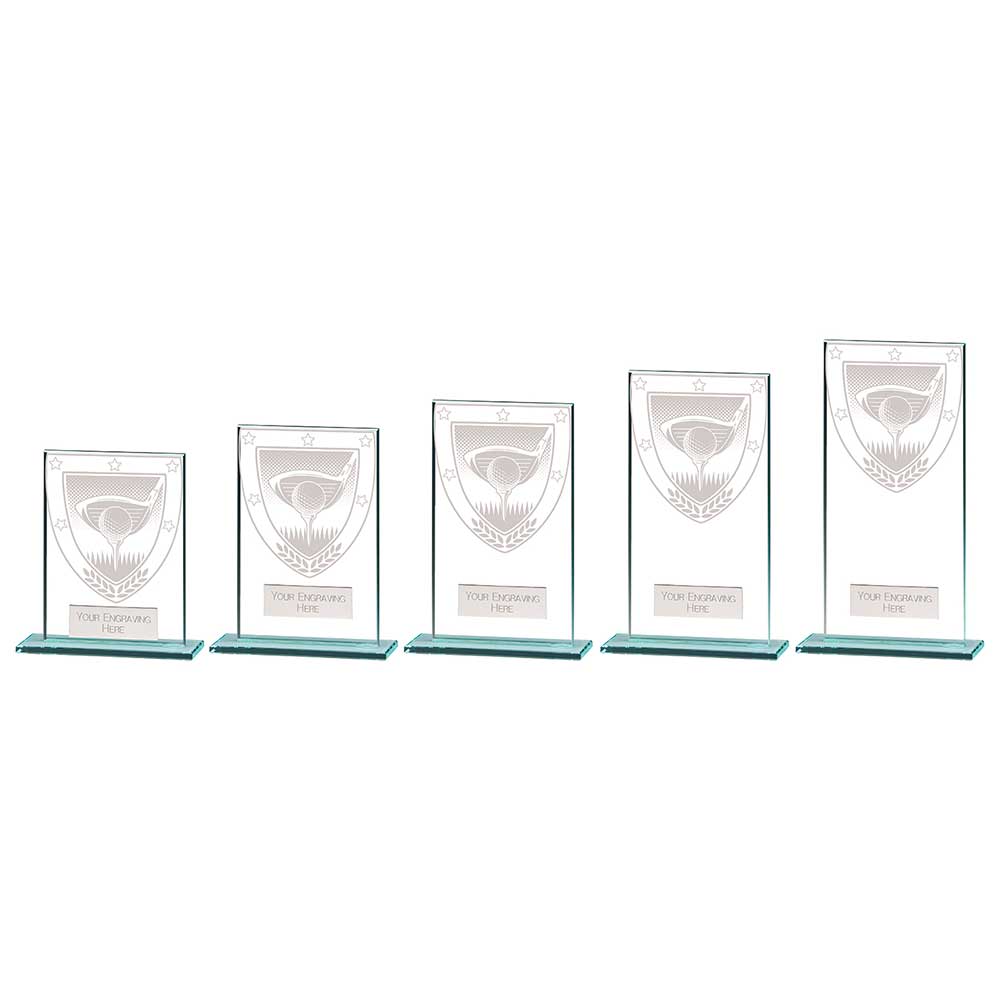 Millennium Golf Jade Glass Award - Trophies - Prudhoe Rosettes