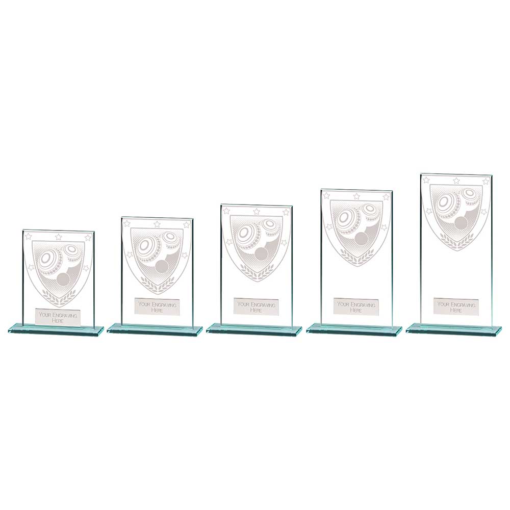 Millennium Lawn Bowls Jade Glass Award - Trophies - Prudhoe Rosettes