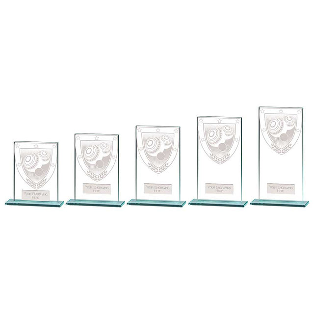 Millennium Lawn Bowls Jade Glass Award - Trophies - Prudhoe Rosettes