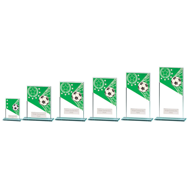 Mustang Football Green Jade Glass Award - Trophies - Prudhoe Rosettes