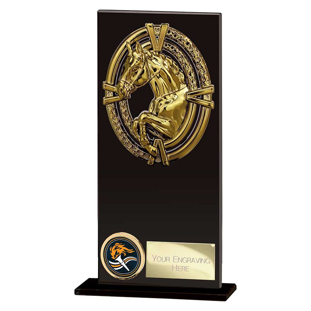 Maverick Hero Equestrian Glass Award Jet Black