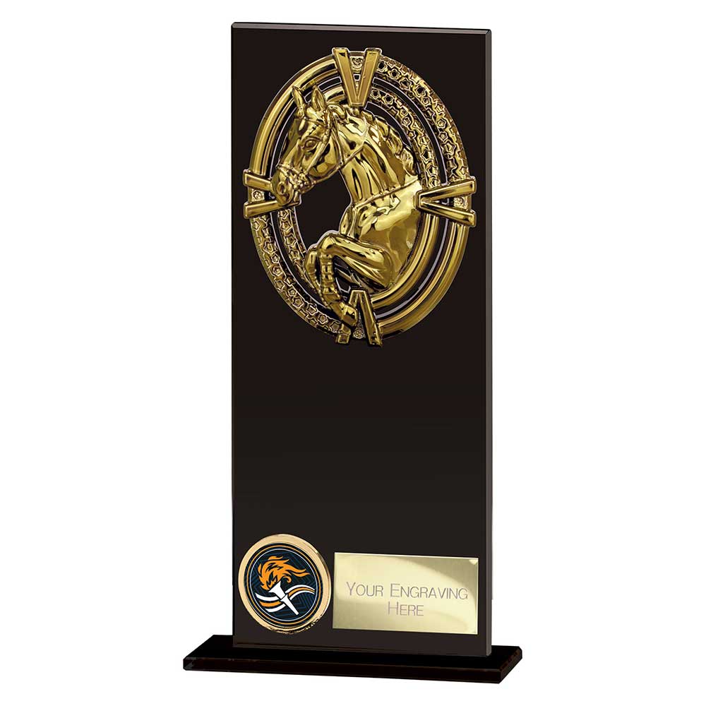 Maverick Hero Equestrian Glass Award Jet Black