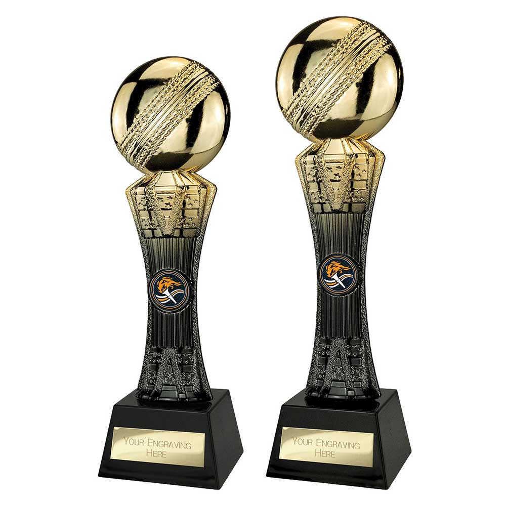 Wicket Gold Extreme Cricket Award Gold & Carbon Black | Prudhoe Rosettes and Trophies
