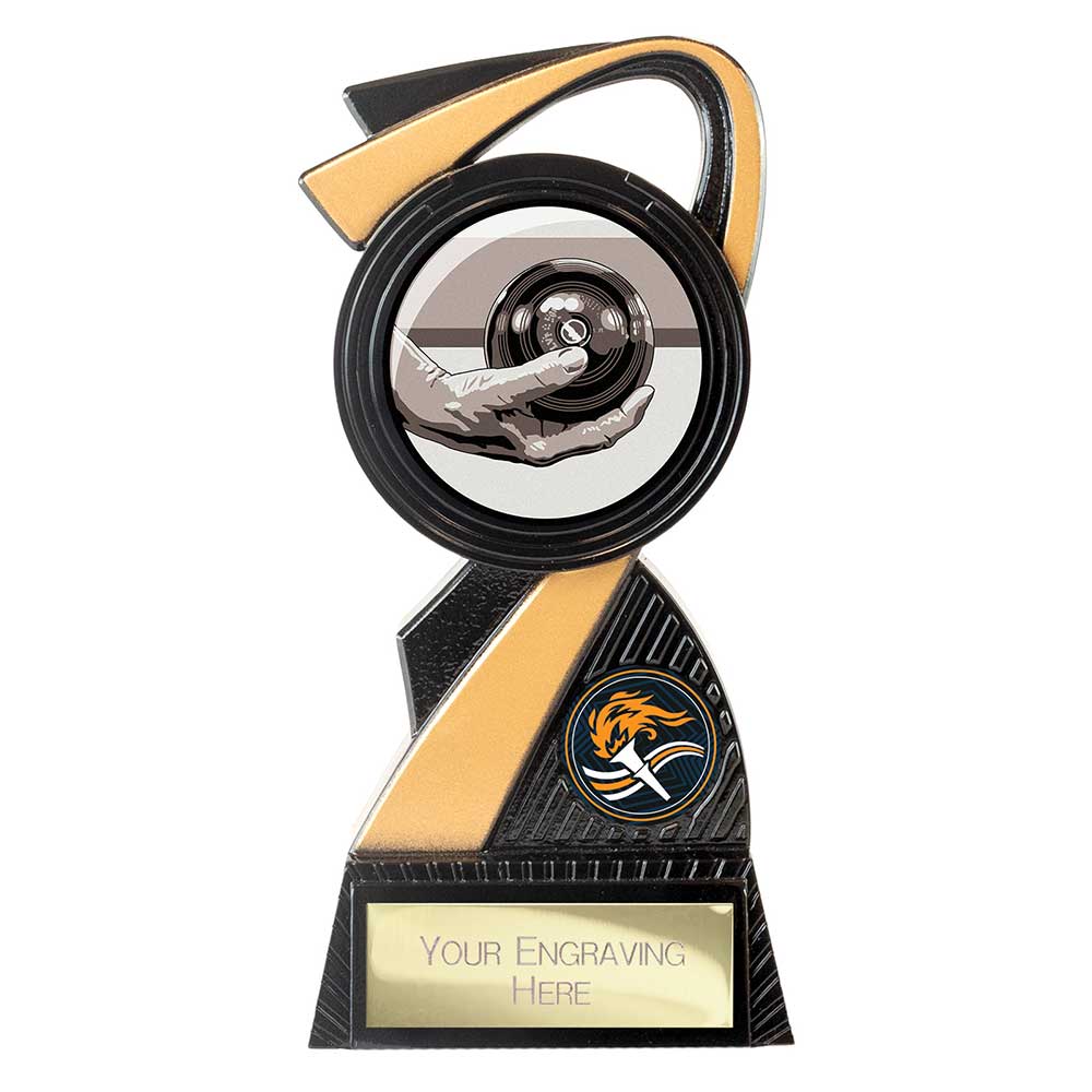 Mania Tower Lawn Bowls Award Carbon Black & Gold