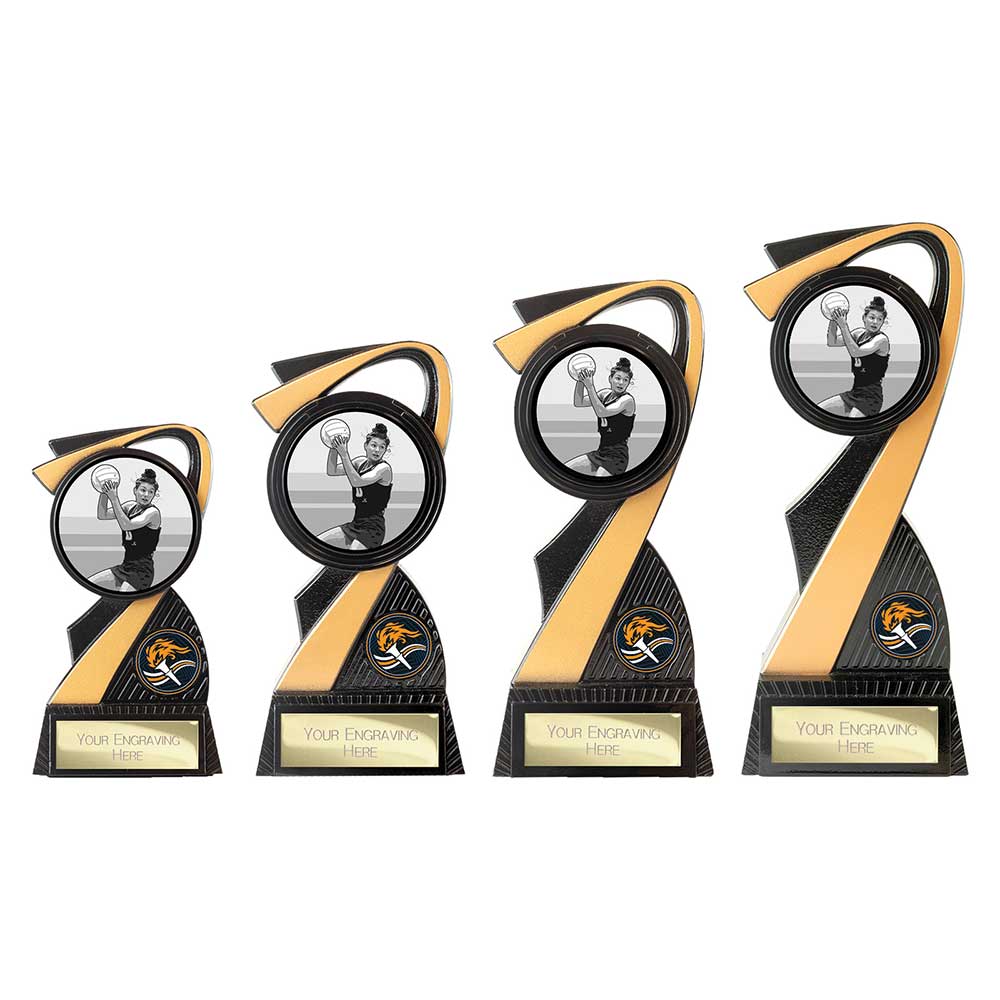 Mania Tower Netball Award Carbon Black & Gold