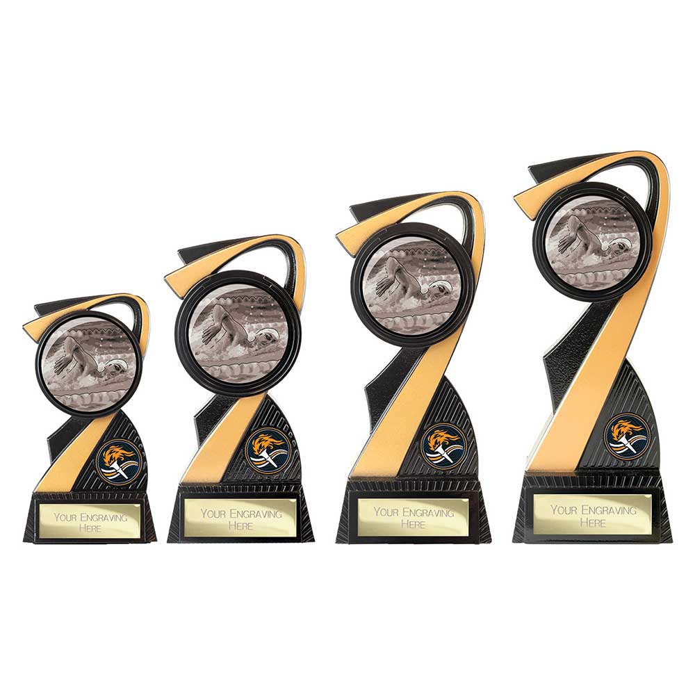 Mania Tower Swimming Award Carbon Black & Gold