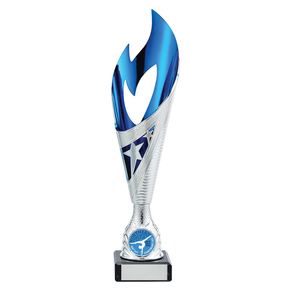 Inferno Plastic Laser Cut Cup Silver & Blue