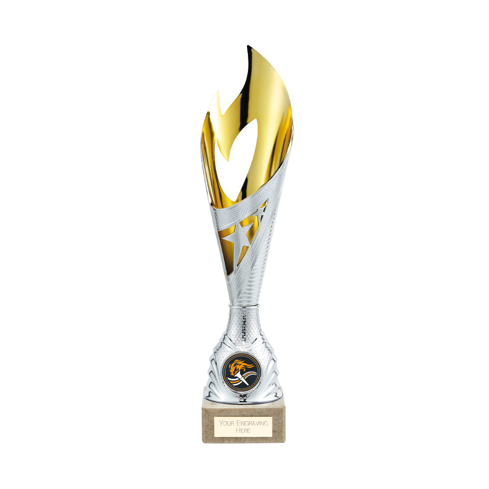 Inferno Plastic Laser Cut Cup Gold & Silver