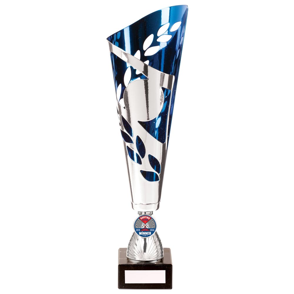 Zeus Lazer Cut Metal Cup Silver & Blue