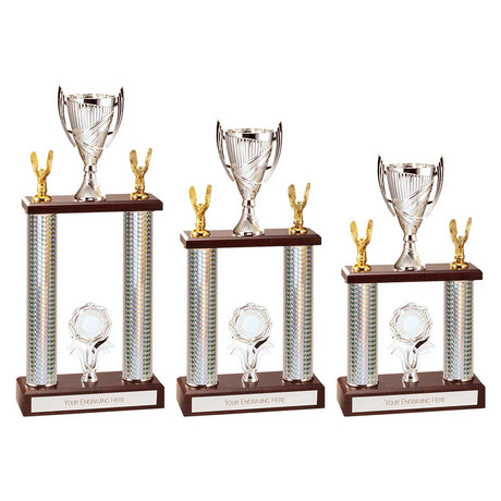 Gigantic Double Tower Trophy Gold & Silver - Trophies - Prudhoe Rosettes