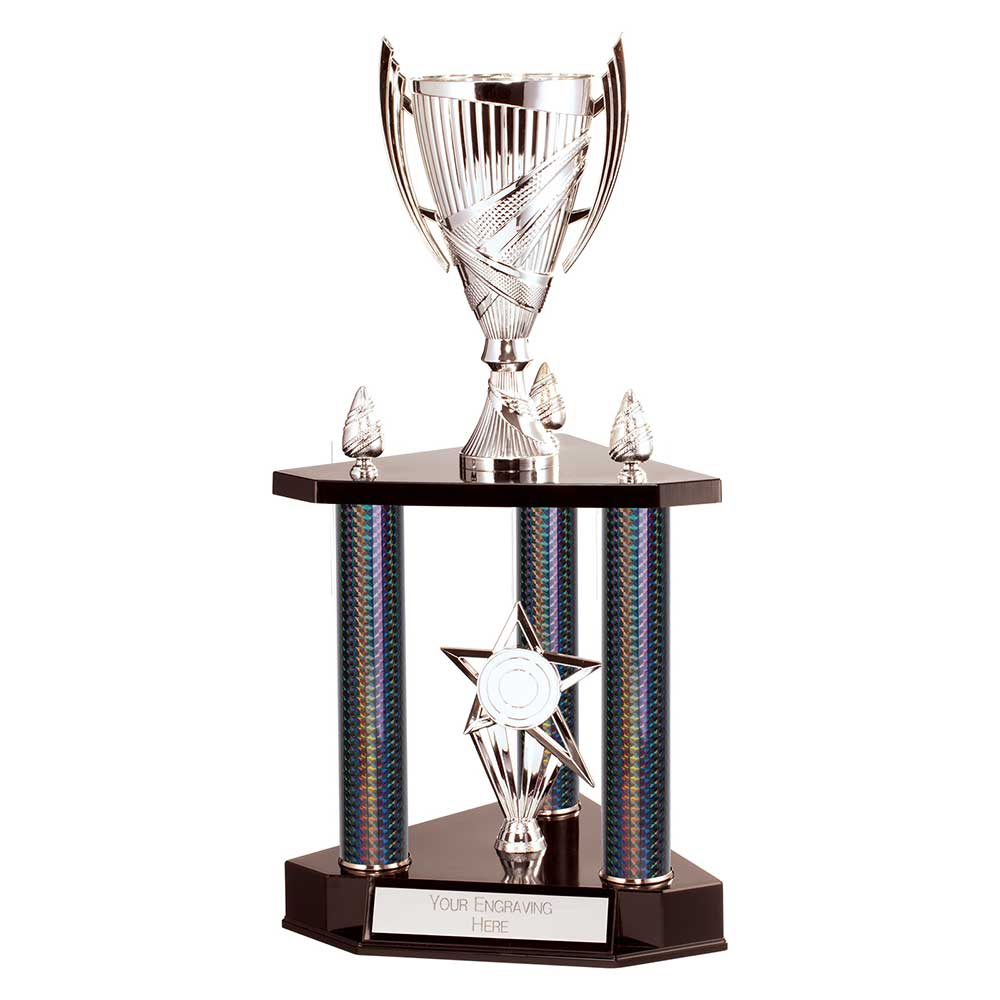 Epic Triple Tower Trophy Silver & Black