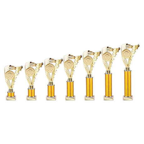 Frenzy Multisport Tube Trophy Gold - Trophies - Prudhoe Rosettes