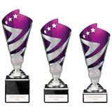 Hurricane Multisport Plastic Cup Silver & Purple - Trophies - Prudhoe Rosettes