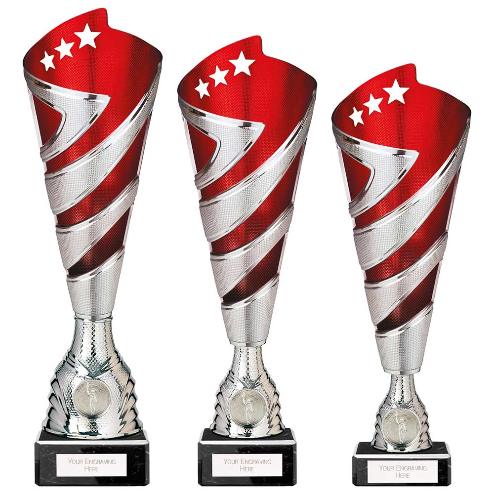 Hurricane Altitude Plastic Cup Silver & Red - Trophies - Prudhoe Rosettes