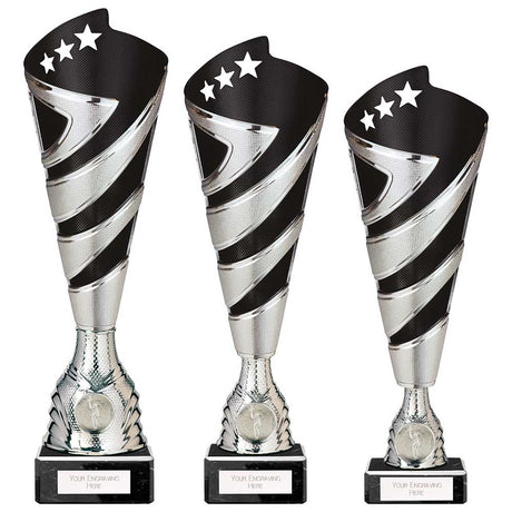 Hurricane Altitude Plastic Cup Silver & Black - Trophies - Prudhoe Rosettes