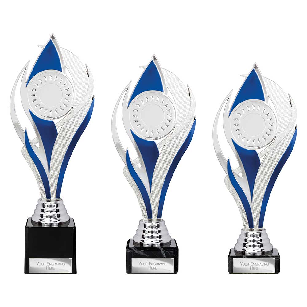 Volcano Trophy Silver & Blue - Trophies - Prudhoe Rosettes
