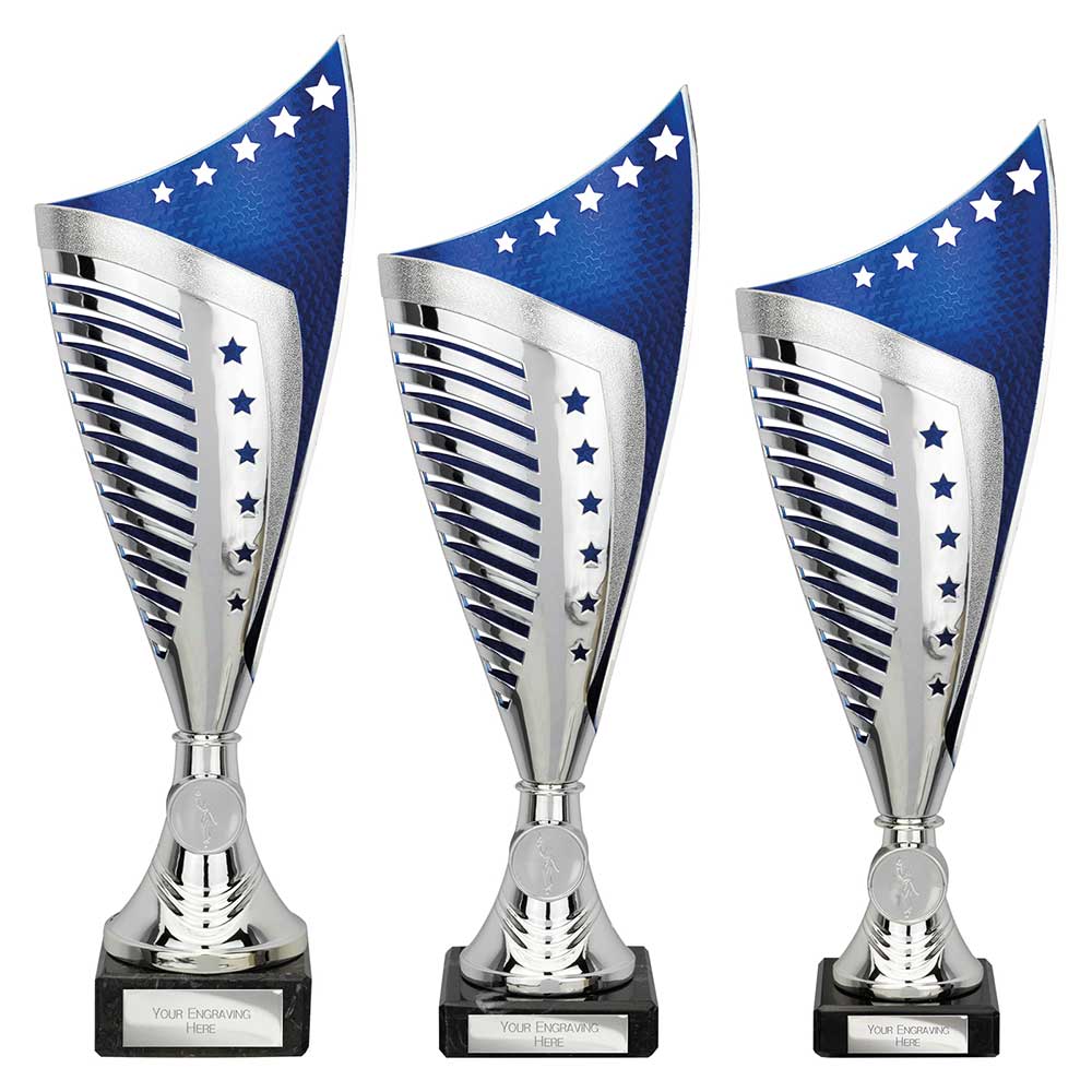 Nebula Trophy Silver & Blue - Trophies - Prudhoe Rosettes