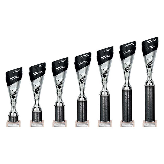 Predator Multisport Tube Trophy Silver & Black - Trophies - Prudhoe Rosettes