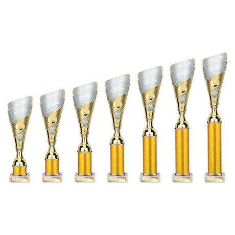 Predator Multisport Tube Trophy Silver & Gold - Trophies - Prudhoe Rosettes