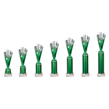 Rodeo Multisport Tube Trophy Silver & Green - Trophies - Prudhoe Rosettes