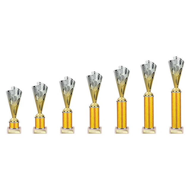 Rodeo Multisport Tube Trophy Silver & Gold - Trophies - Prudhoe Rosettes
