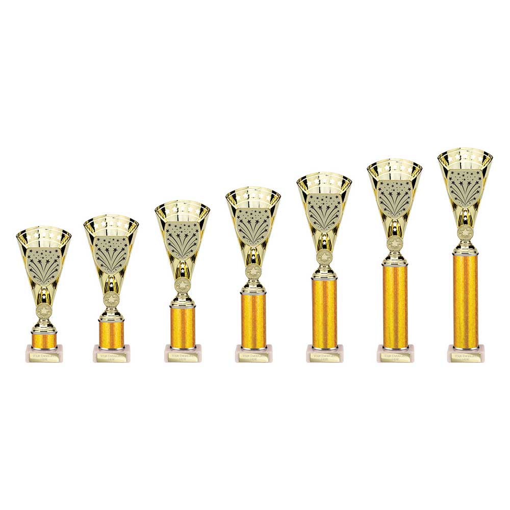 Cobra Star Multisport Tube Trophy Gold - Trophies - Prudhoe Rosettes