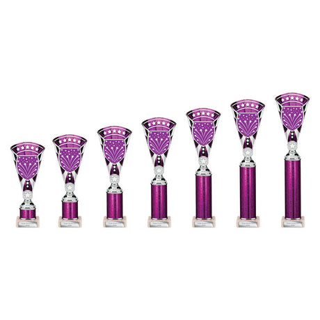 Cobra Star Multisport Tube Trophy Silver & Purple - Trophies - Prudhoe Rosettes